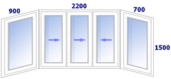 Схема остекления балкона типа Приходящий в окно