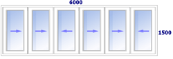 Схема остекления лоджии 6 м